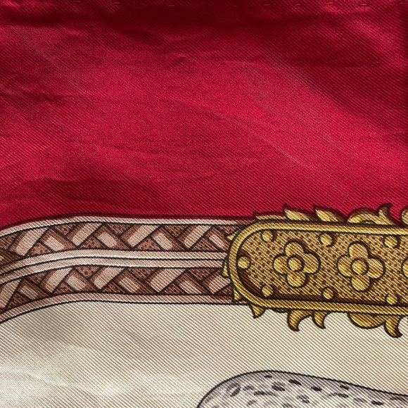 Trussardi Silk Scarf Elegant Red and Gold Scarf - Picture 10 of 17